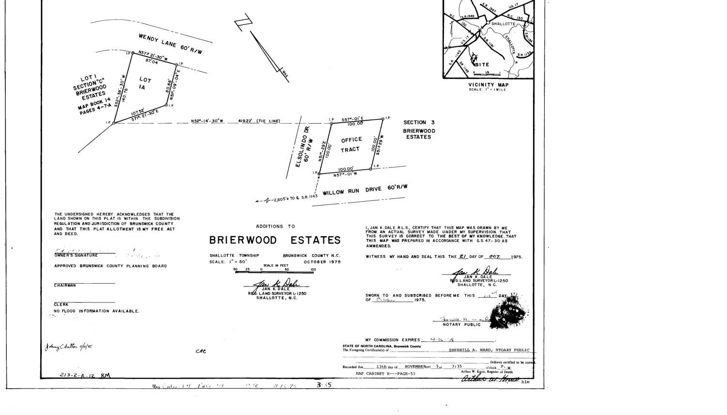 Additions to Brierwood Estates, October 1975