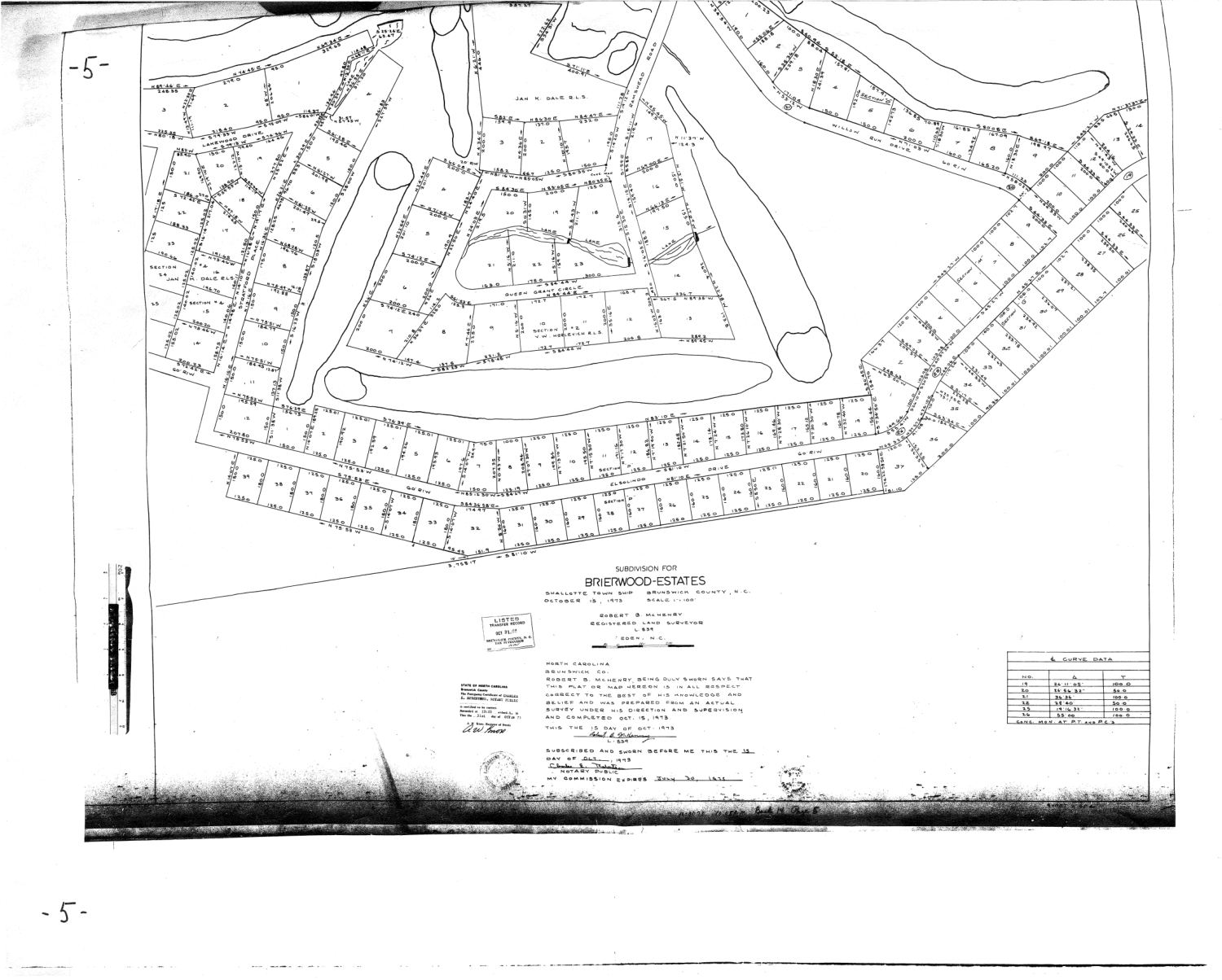 Sheet 2 of the 1973 plat, Subdivision for Brierwood-Estates